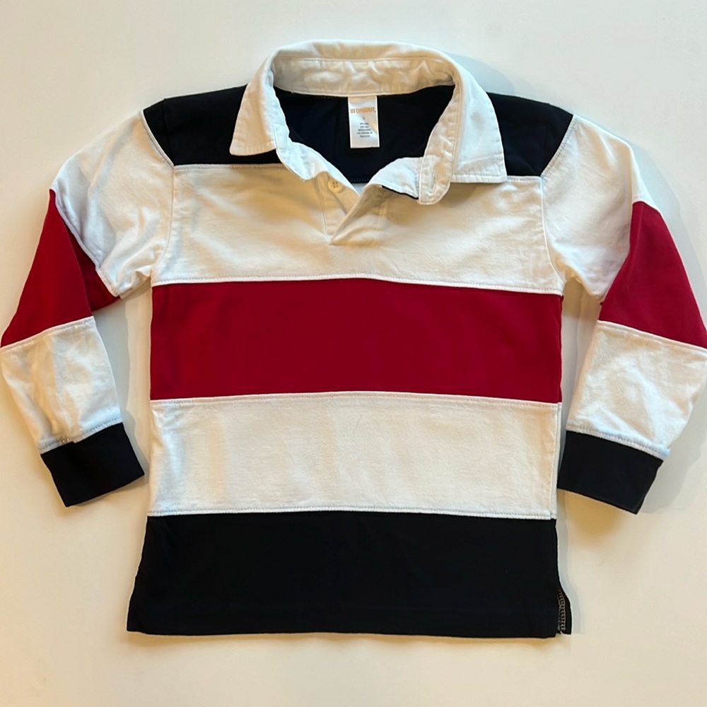 Gymboree red, white & blue rugby shirt